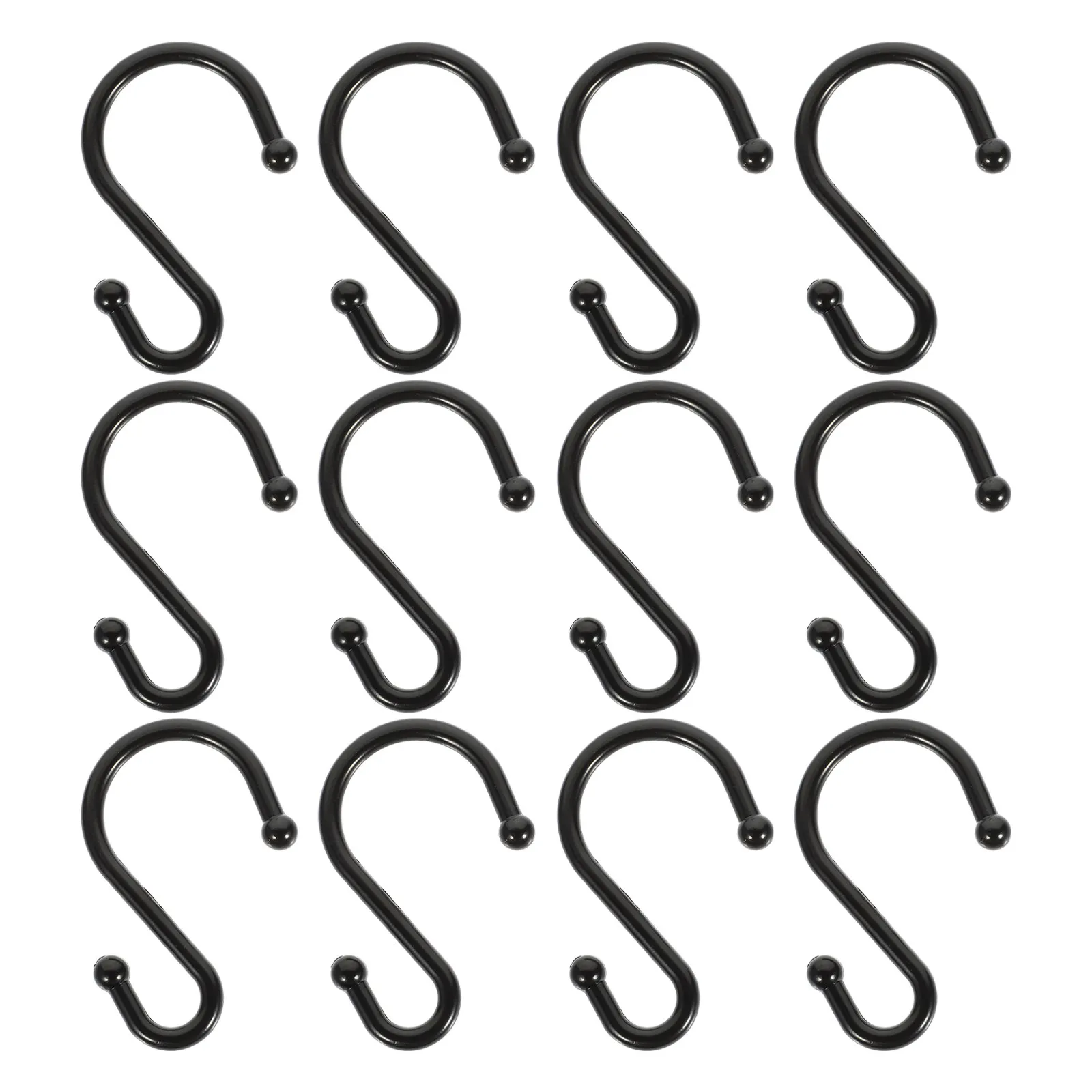 12Pcs Zinc Alloy S Shaped Curtain Hooks Easy Install Remove Non Slip Shower Rod Hangers Modern Decorative Bathroom Bedroom Metal