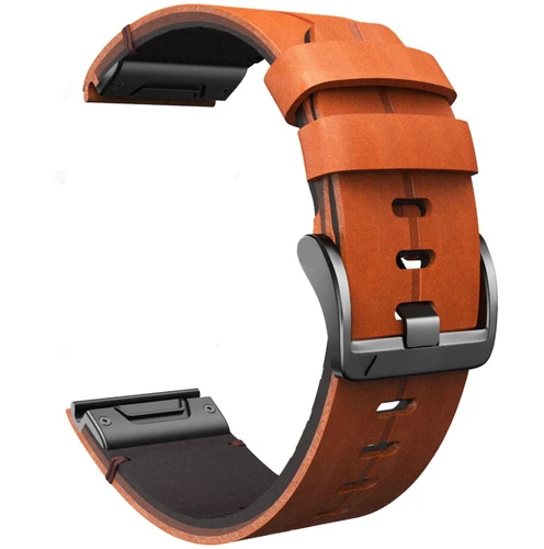 Imagen 1 del producto ANBEST-Correa de reloj de 26mm para Garmin Fenix 7X/6X Pro/6X/5X/5X Plus, correa de cuero genuino de 22mm para Fenix 6/6 Pro/5/7