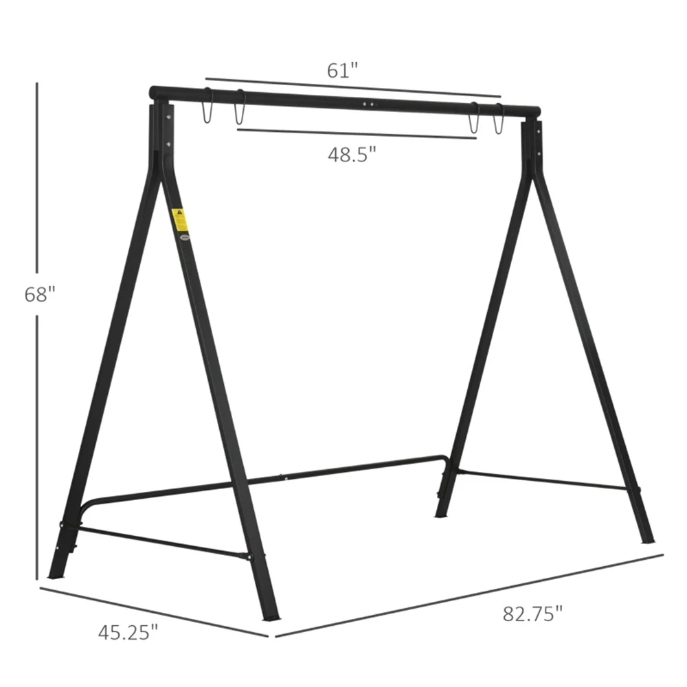 Heavy Duty A-Frame Swing Stand, Multi-Purpose Metal Hammock Chair Stand with Hanging Hooks, Weather Resistant Swing Frame for Porch Backyard Garden Indoor Outdoor Use