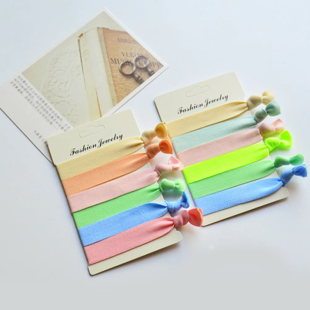 

50Pcs High Elastic Hair Ties Knot Style Solid Color Ponytail Holders for Women Daily Wear Stretch Hair Rope Gift Set