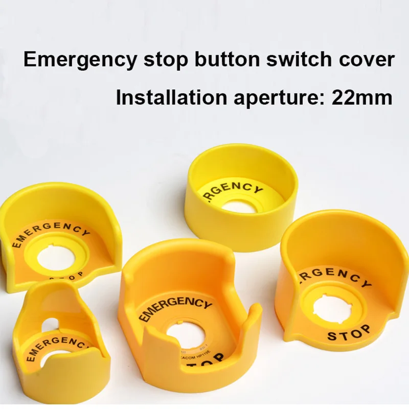 Yellow 22mm Emergency Stop Button Protection Cover Button Switch Emergency Mushroom Head Protection Seat Protection Cover Ring