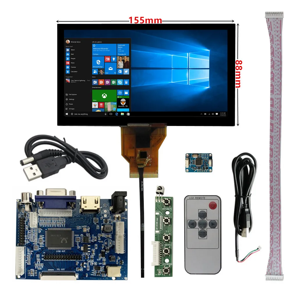 

6.5 inch LCD Display Screen Control Driver Board HDMI-Compatible VGA AV Digitizer Touchscreen kit For Raspberry Pi PC Monitor
