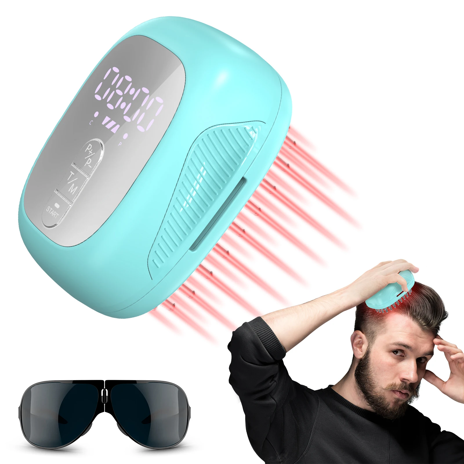 Round Laser Hair Growth Comb Continuous Pulse mode 48pcs 660nm 650nm Laser Diodes Anti Hair Loss Therapy Comb Free Glasses