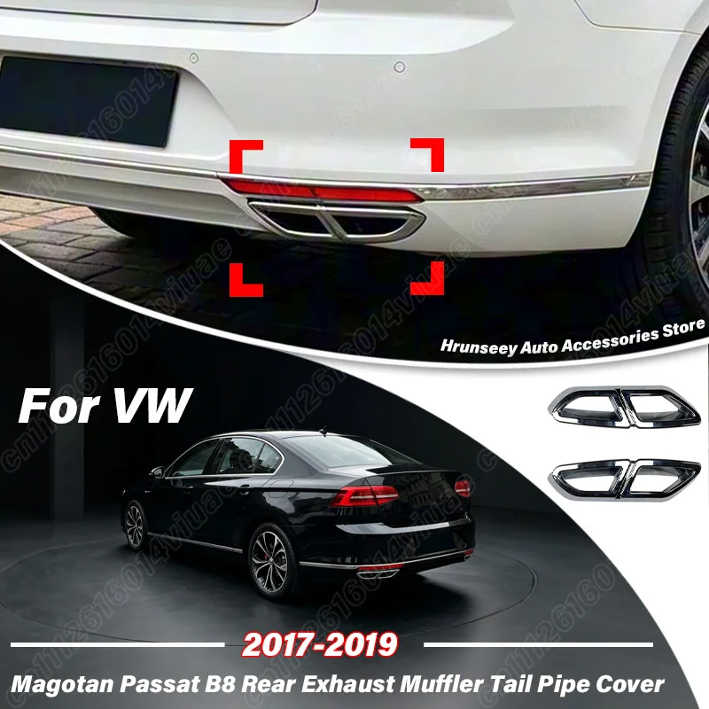

For VW Volkswagen Magotan Passat B8 2017-2019 Rear Exhaust Muffler Tail Pipe Cover Exhaust Tip Trim Chrome Exhaust Bezel Bodykit