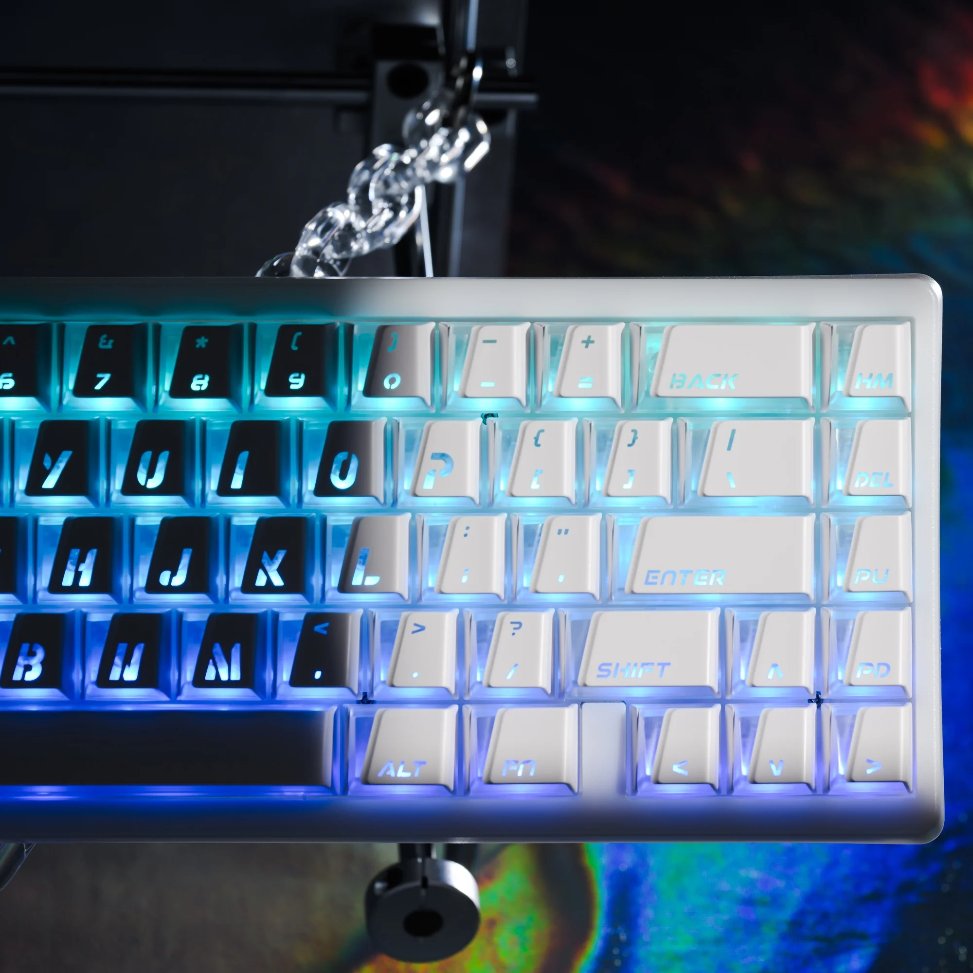 XVX Wedge PRISM Shine-Through Double-Shot ABS+PC Keycap Set White Cherry Profile 100-Key
