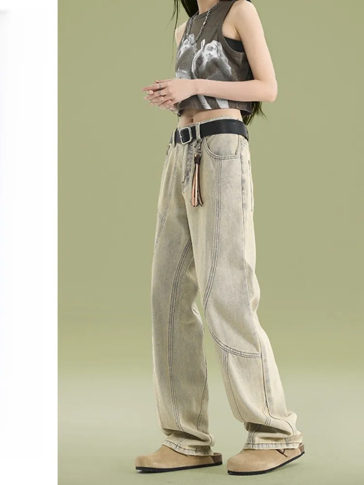 

Мужские джинсы Yellow Mud, свободные брюки прямого кроя, повседневная одежда, новинка осени, износостойкая ткань из смеси хлопка и полиэстера