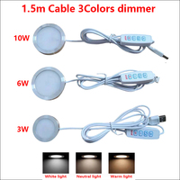 DC5V  LED Lights 3W 6W 10W 3Colors Dimming Spotlight Surface Mounted Circular Simple Ceiling Light Exhibition Cabinet Lamp