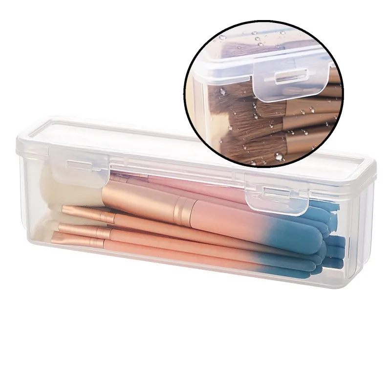 1 st Reizen Draagbare Cosmetische Borstel Opbergdoos Kleine Transparante Stofkap Voor Poeder Blusher Borstels Oogschaduw Wenkbrauw Gereedschap