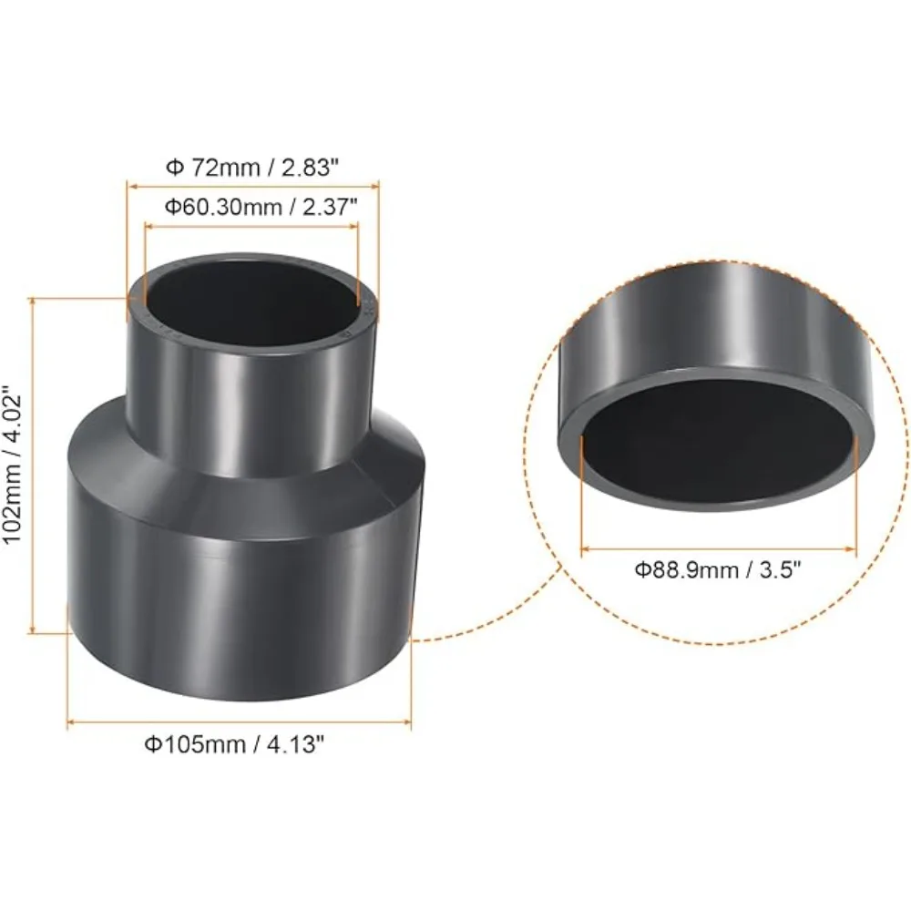 PVC Transdirect 20 25 32 40 50 63 75 90 110 Verloopstuk Converteren Grijs