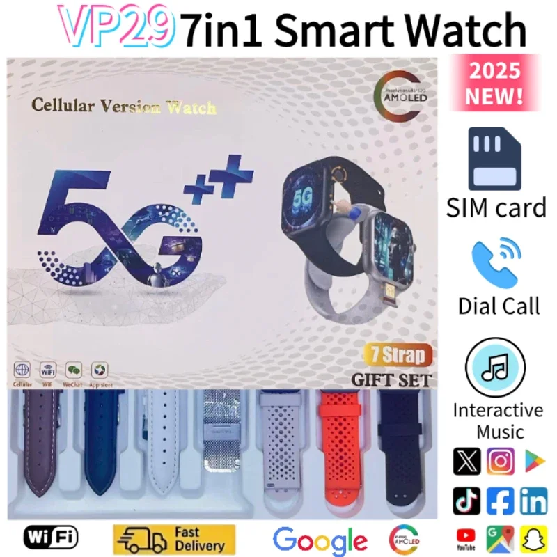 

VP29 Smart Watches 5GSmartwatch With Android 10.0 OS 2.29inch Amoled Rotating Camera GPS WIFI NFC Google Play Store