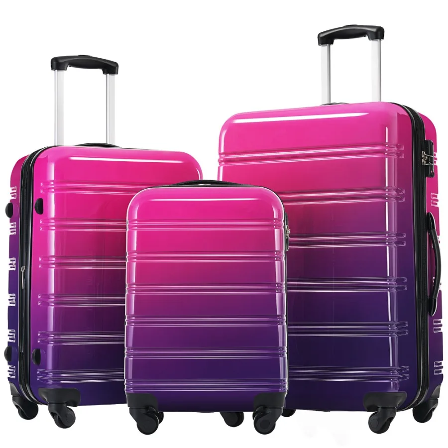 

Hardshell Luggage Sets 3 Piece for Travel, Polycarbonate, Purple and Pink Gradient, Expandable with Spinner Wheels and TSA Lock