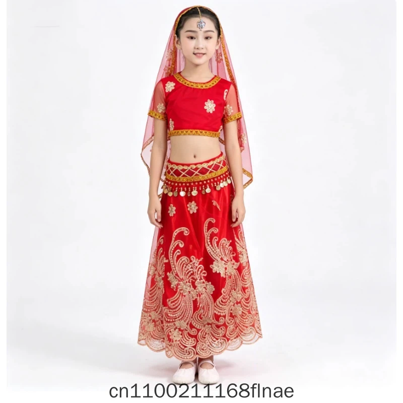 Belly Dance Costume Children's Xinjiang Dance Stage Performance Set Girls' Ethnic Dance Performance Costume