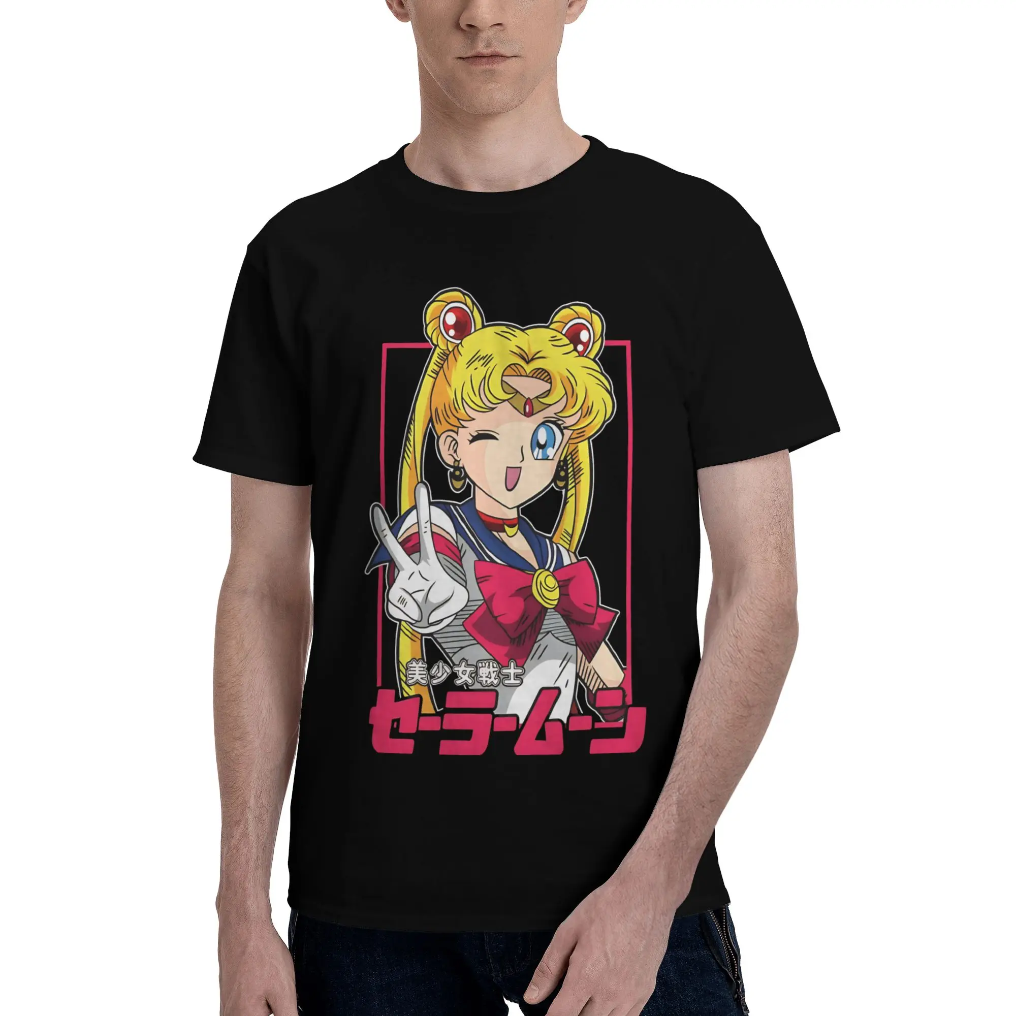 Usagi Tsukino Funny Graphic 100% Cotton T-Shirt Bandai Sailor Moon Tees Tops For Men