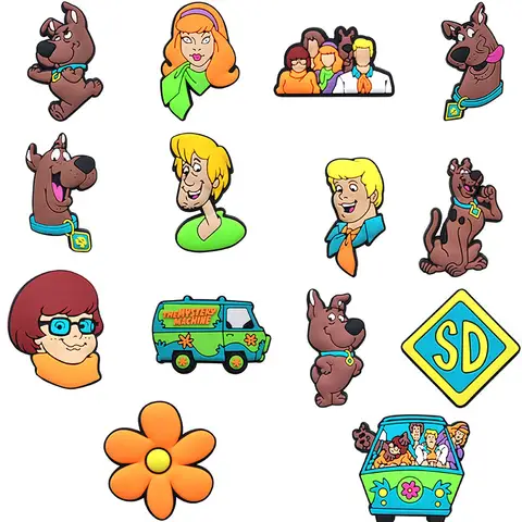 랜덤 매칭 신발 참 장식, 귀여운 만화 개 시리즈 PVC 장식, 분리형 방수, 파티 선물, 5 개, 9/14 개