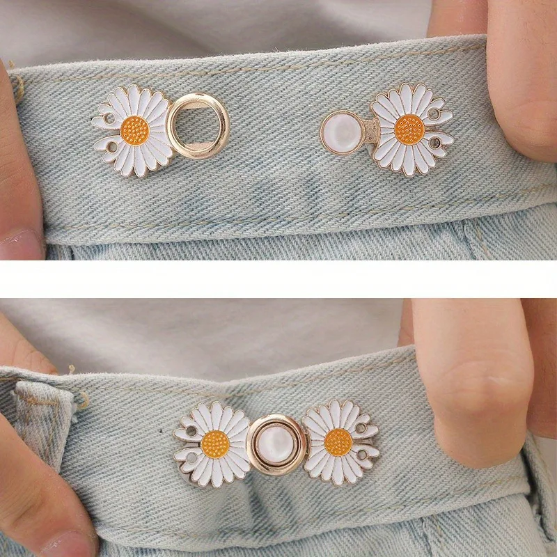 Detachable Cinched Waist Buttons for Jeans, Reusable Metal Buttons Snap Fastener Pants Pin Retractable Button Sewing-on Buckles