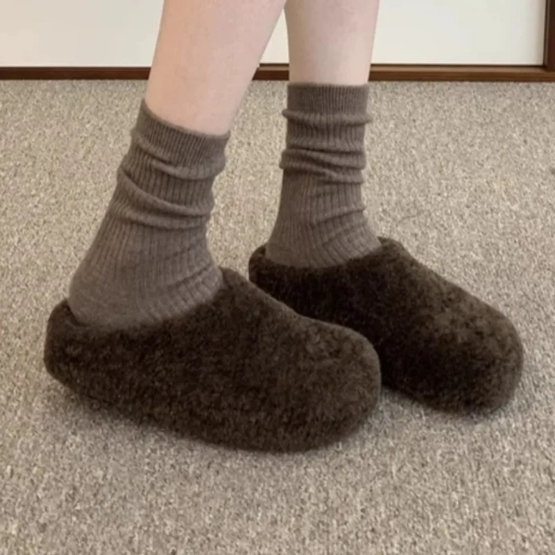 

Women's Winter New Classic Solid Color Soft Sole Non-Slip Mule Shoes Casual Daily Casual Fleece Lined Thick Warm Womens Slippers