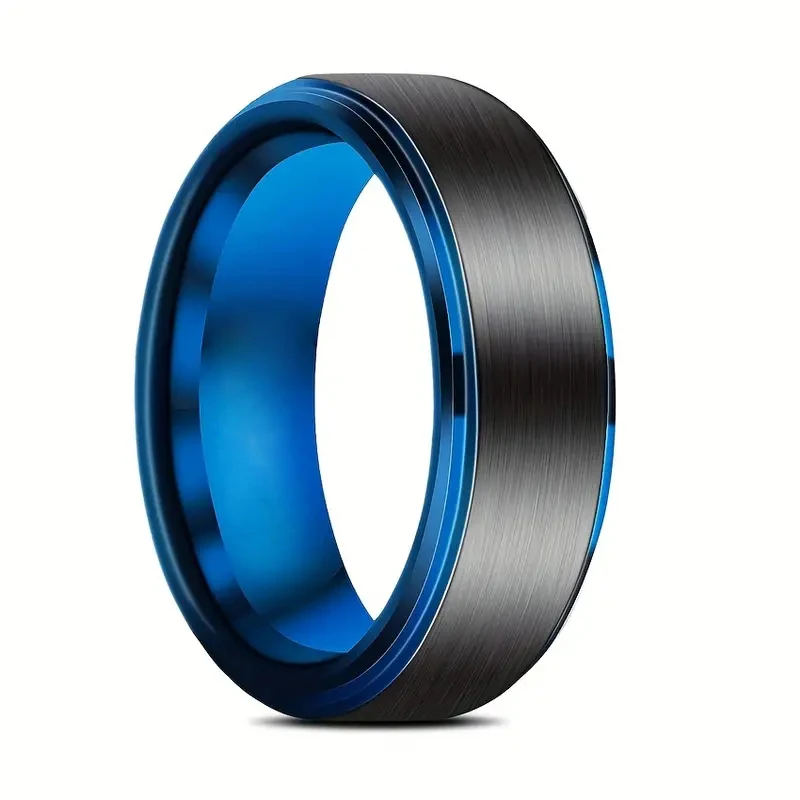 8mm Fashion Black Stainless Steel Rings for Men Anniversary Jewelry Accessories Classical Black Brushed Edges Men Rings