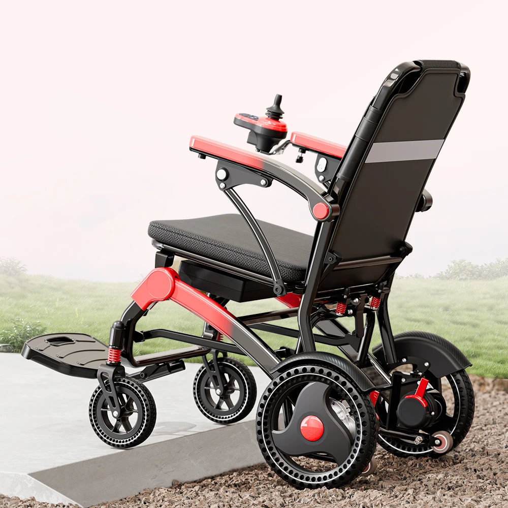 Motorized Power Wheelchair Foldable Aluminum Alloy Frame Lightweight 17Kg Electric Wheelchair