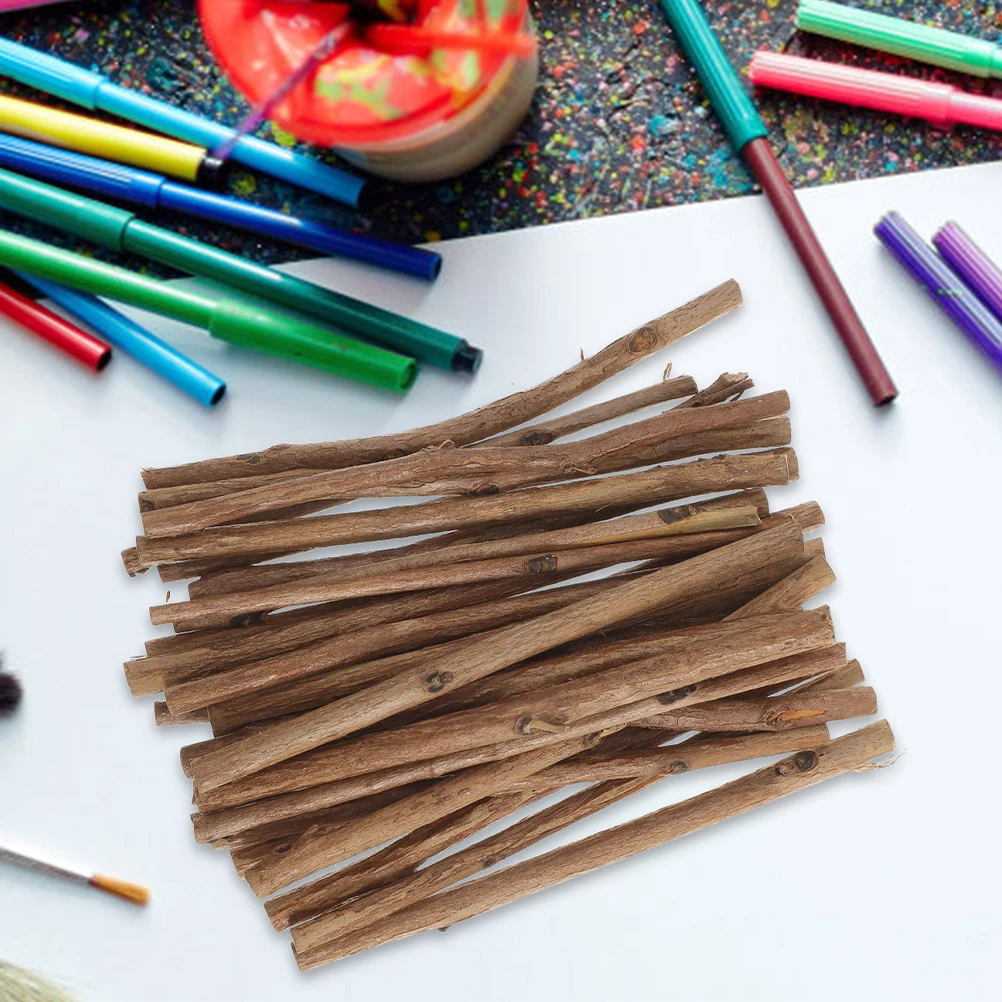 

50Pcs Natural Wood Sticks Wood Sticks for DIY Crafts Flower Projects Photo Props Vase Decoration Craft Supplies