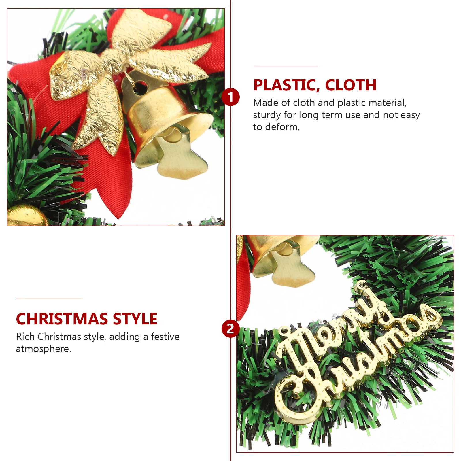 

10Pcs Miniature Christmas Wreath Decorative Wreath for Dining Table Cabinet Xmas Holiday Home Decor Accessory