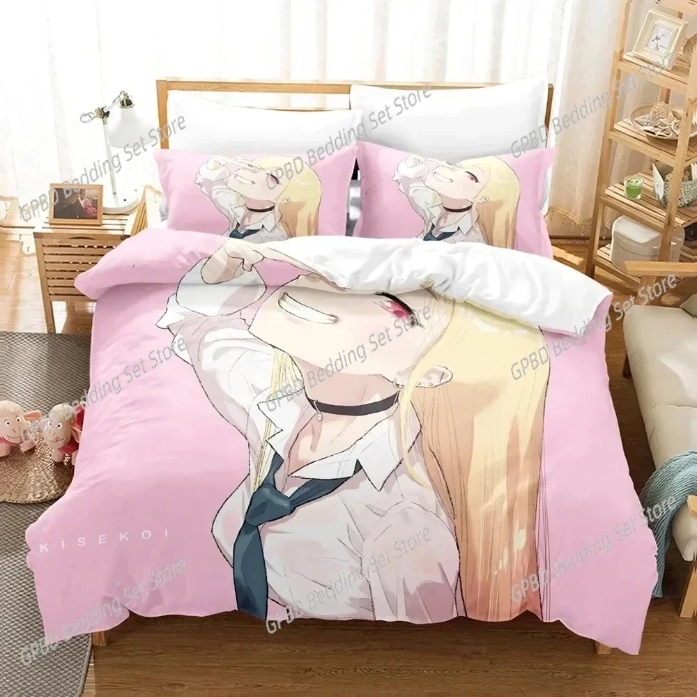 3D Printed My Dress Up Darling Anime Kitagawa Marin Bedding Set Single Twin Double Queen King Cal King Size Bed Linen Set