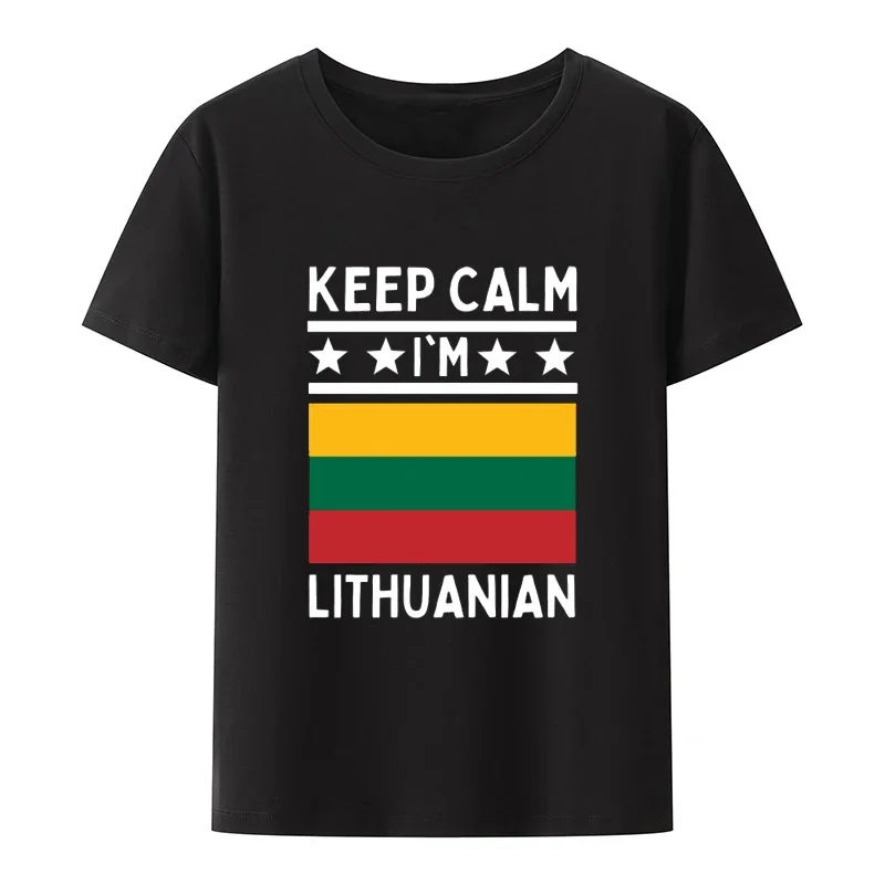 Keep Calm Lithuanian Modal Print T Shirt Comfortable Casual Tops Men Women Summer Short-sleev O-neck Street Fashion Camisetas