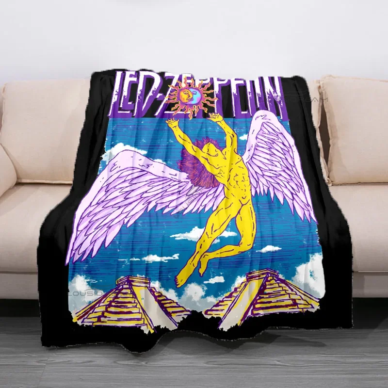 Retro Band L-Led-Zeppelin Patterns Blanket Rock Bank Flannel Blanket Cosy Lazy Couch Cover Blanket Super Soft Sheet Mattresses