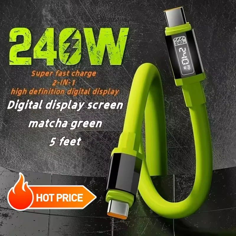 Kable USB do Type-C do szybkiego ładowania 240W 6A, przewody USB-C do ładowarek telefonów iPhone Xiaomi Huawei Samsung, akcesoria do telefonów komórkowych