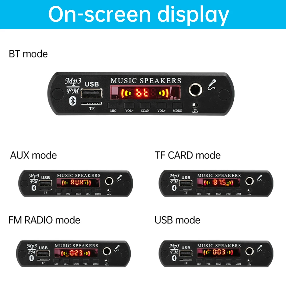 Dc 6-16V Mp3 Bt Decoding Board Audio Decoding Module Bluetooth 5.3 MP3/WMA/WAV/APE/FLAC FM Radio Module with Amplifier