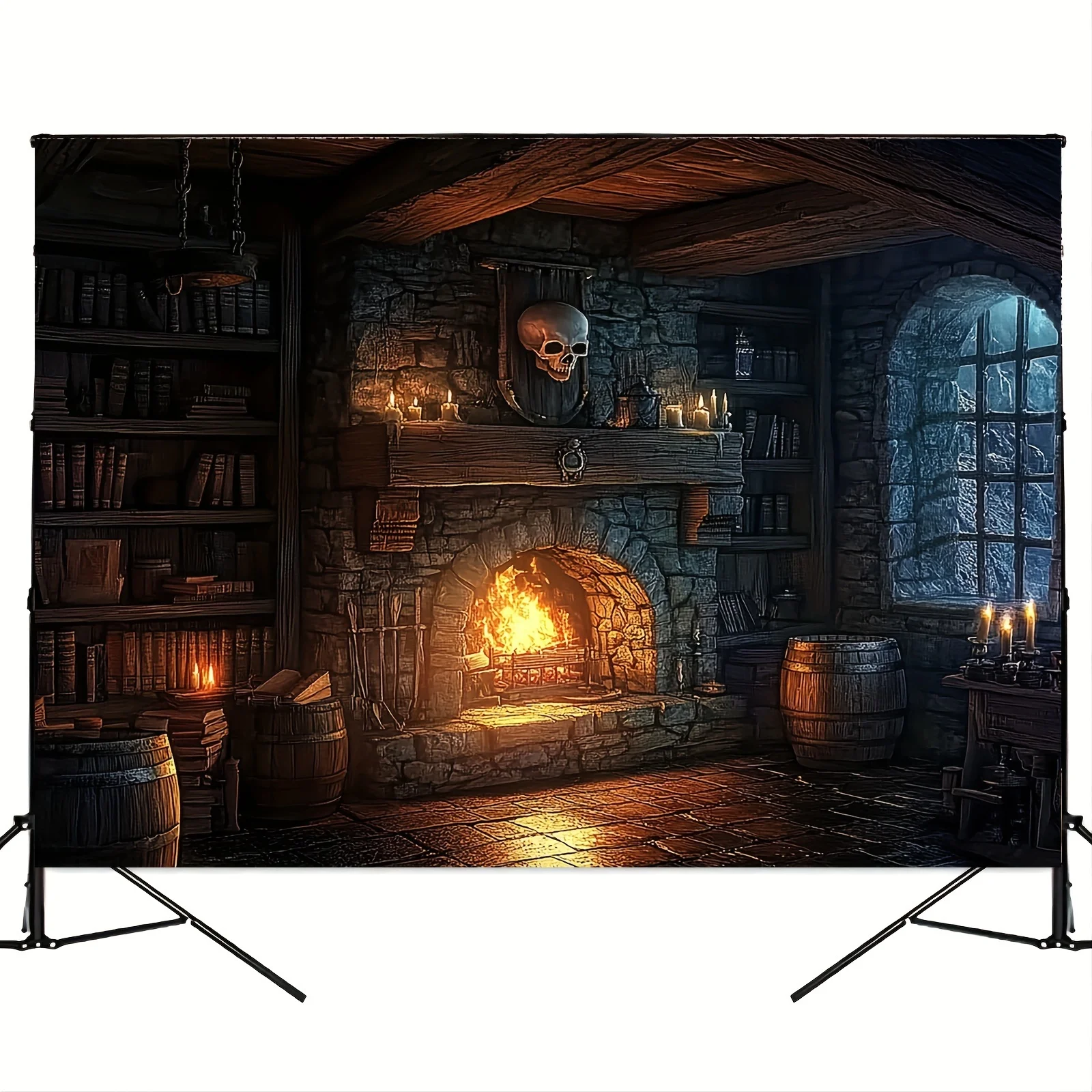 2D plane, Halloween witch house background - Multi-functional polyester set piece, including magic potion
