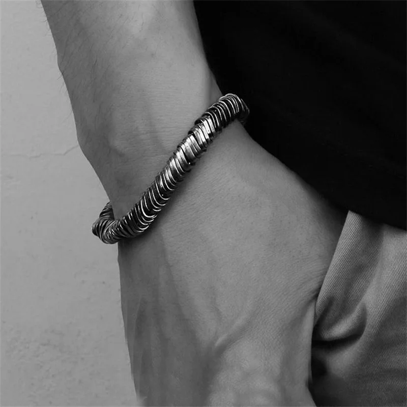 

Trendy Twist Chain Bracelet Men Jewelry 18 20 22CM Vintage Hip-hop Bracelet Male Hand Accessories