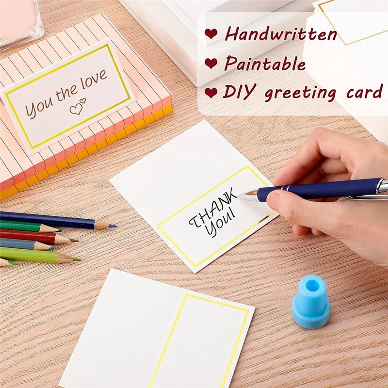 

150Pcs Place Cards With Foil Border Table Tent Cards Texture Seating Card Blank Escort Name Place Card For Table Setting Durable