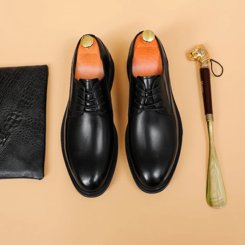 

Quality Soft Leather Mens Dress Shoes Genuine Leather 2024 Fashion Brand Classic Elegant Black Wedding Social Party Shoes Man