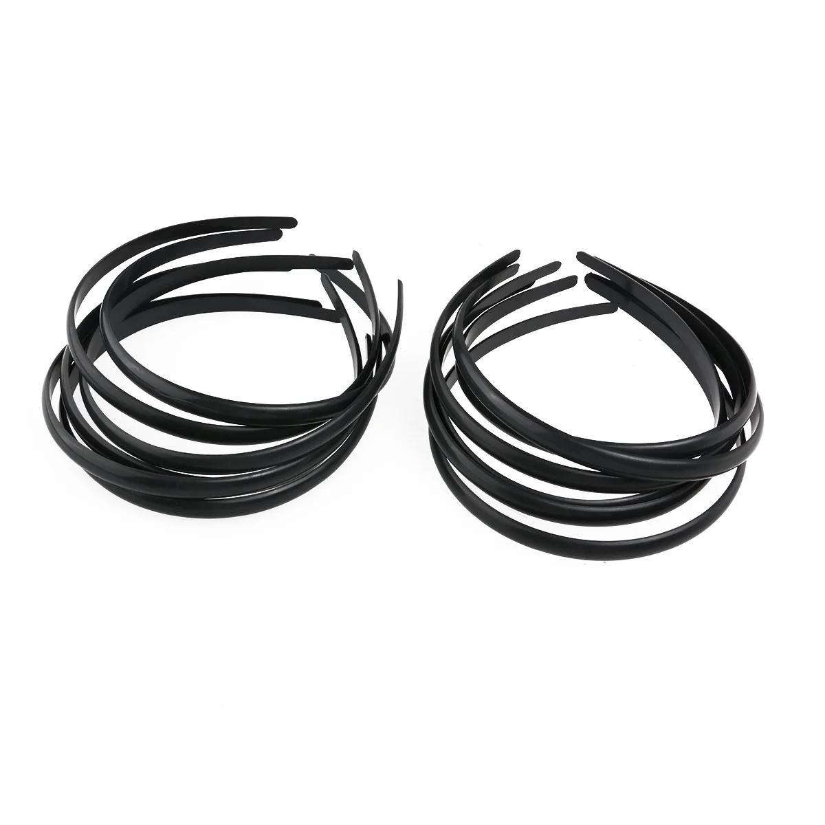 

12Pcs Tinksky Plain No Teeth Plastic DIY Hair Bands 10mm Wide Black for Women Girls Fashion Accessory Plastic Hair Band