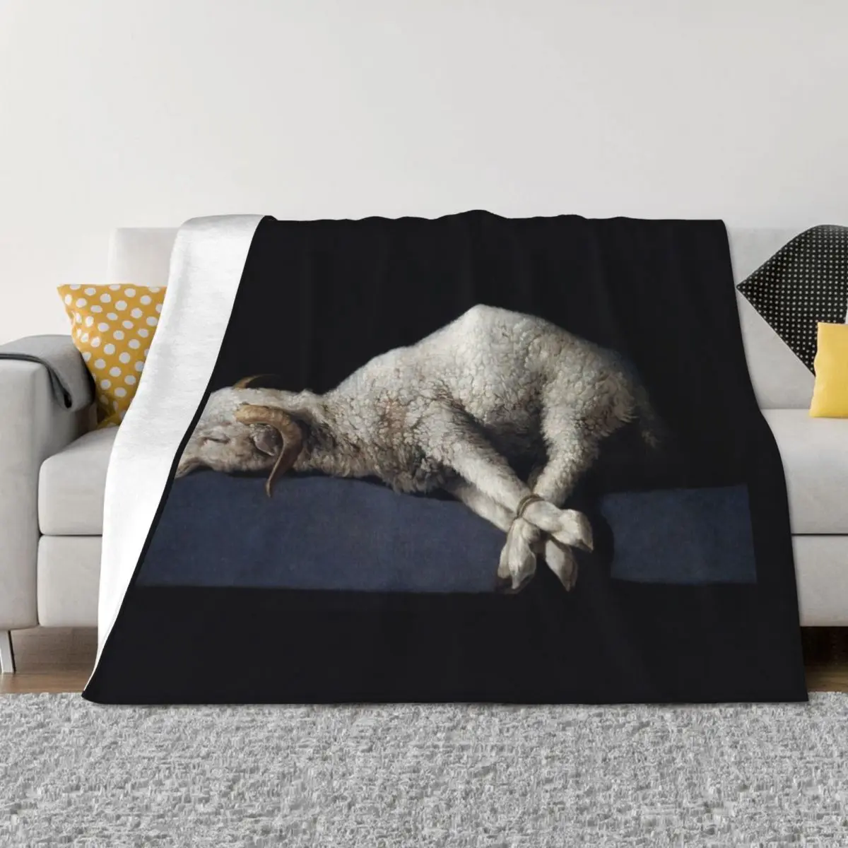 

Agnus Dei Painting by Francisco de Zurbarn Throw Blanket Plush Warm Flannel Fabric Loose Blankets