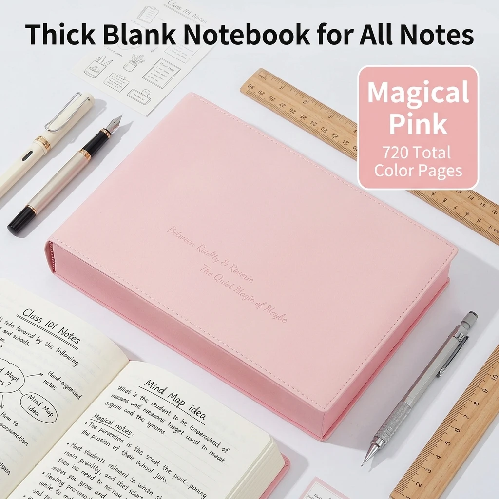 blank-notebook-journal-720-pages-thick-paper-a5-sketch-book-for-students-drawing-notes-planning-diary-pink-green-yellow-blue
