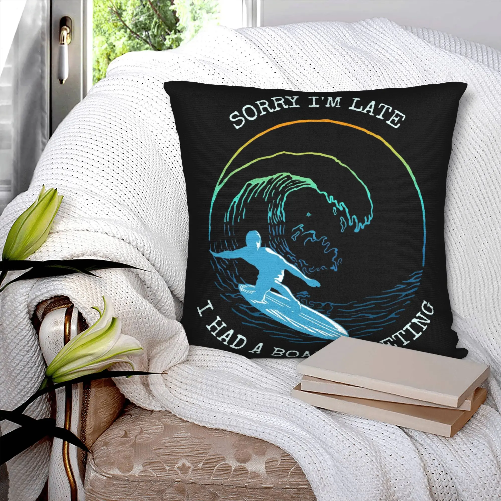 Funny Surfing Surfer Quotes Cushion Cover  Velvet Cute Pillows for Sofa