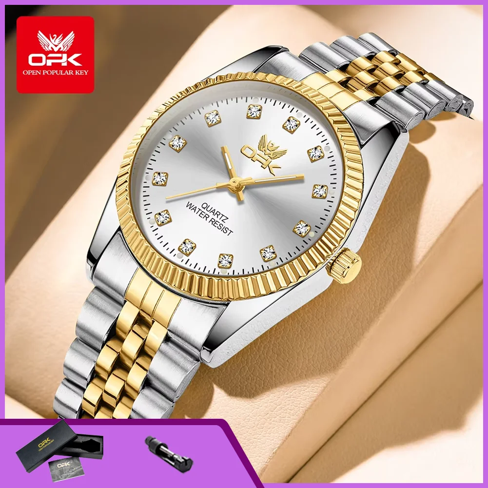 OPK 6027 Luxury Brand Man Watch Stainless Steel Strap Simple Waterproof Luminous Men's Watches Original Quartz Watches for Man