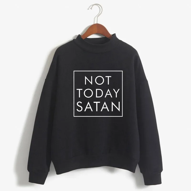 

Not today satan Print Women Sweatshirt Korean O-neck Knitted Pullover Thick Autumn Winter Candy Color Loose women Clothes