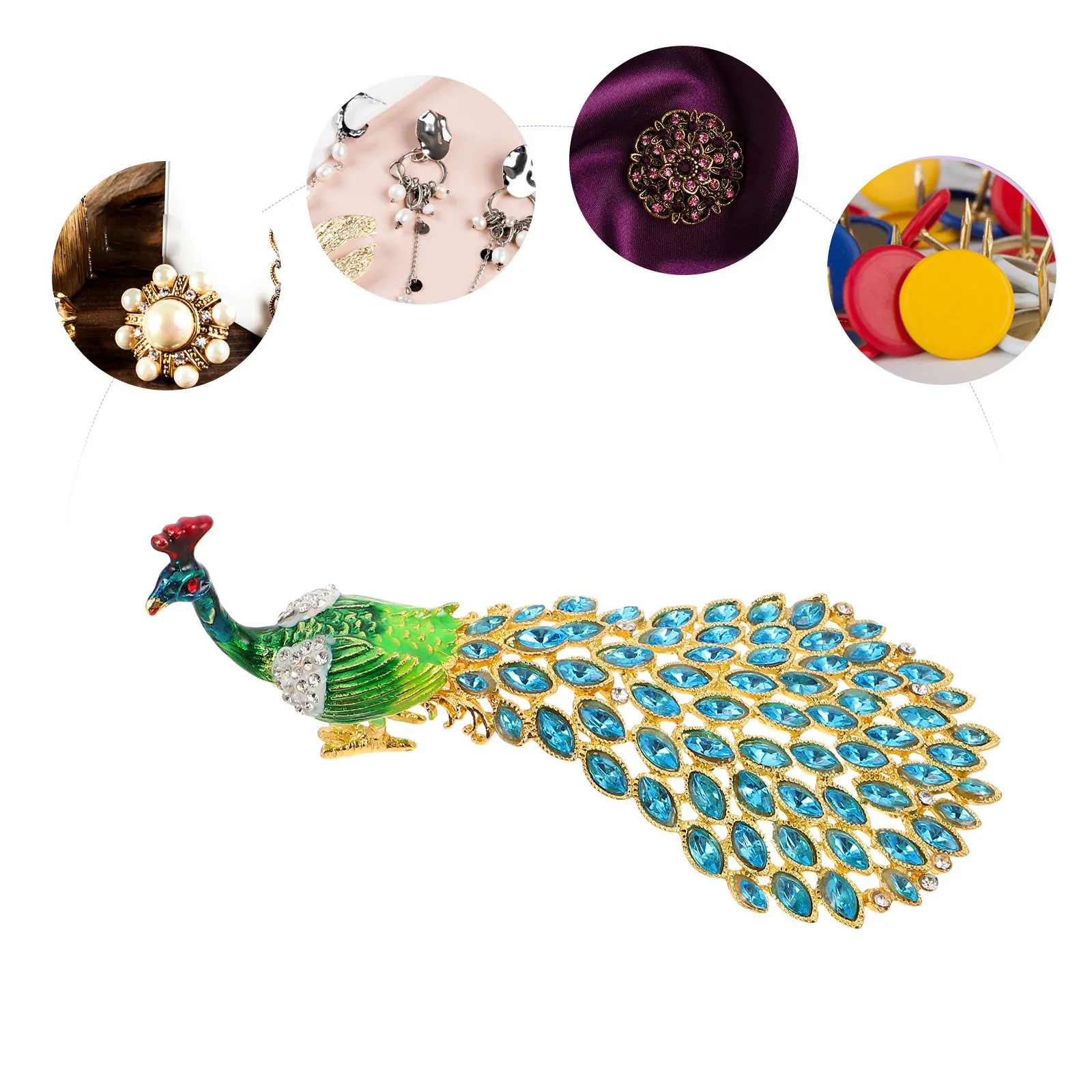 

Декоративная шкатулка для украшений в виде павлина, зеленая, с эмалью и стразами, на петлях, для хранения колец и серег, мини-органайзер для дома