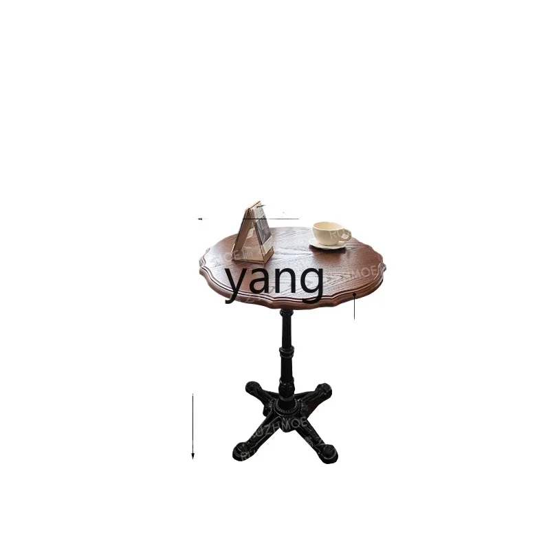 Yjq Solid Wood Begonia round Table Vintage Dessert Shop Coffee Shop Middle and Ancient Small Table Restaurant