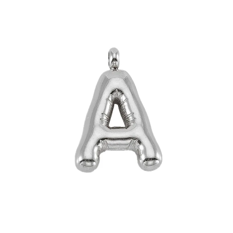 New style Bubble Letter Charms for Women Girls Dainty Alphabet Pendant Puffy Silver Color Jewelry Accessories for DIY Jewelry