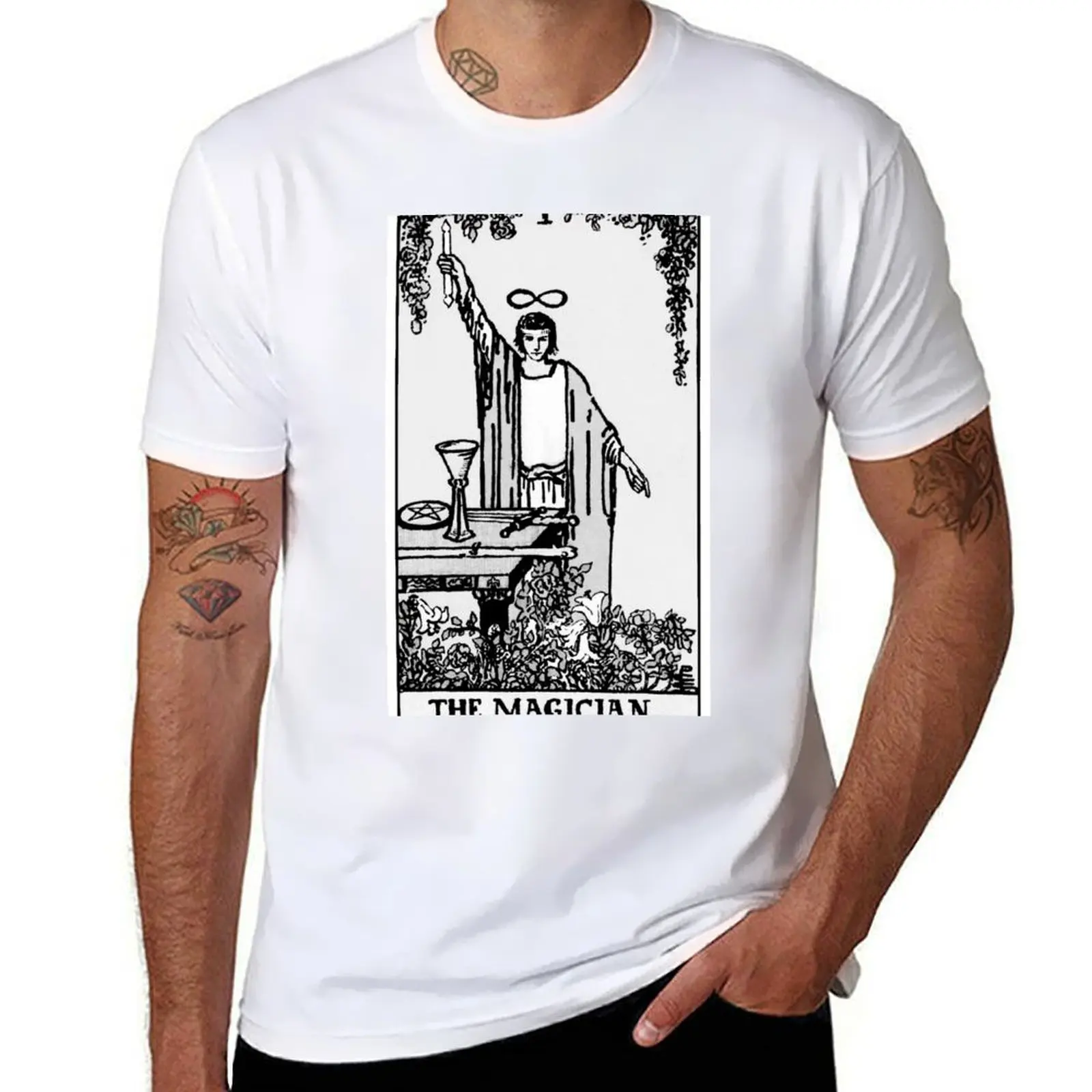 

I. The Magician Tarot Card | Black and white T-Shirt anime tshirt man t shirt luxury T-Shirt