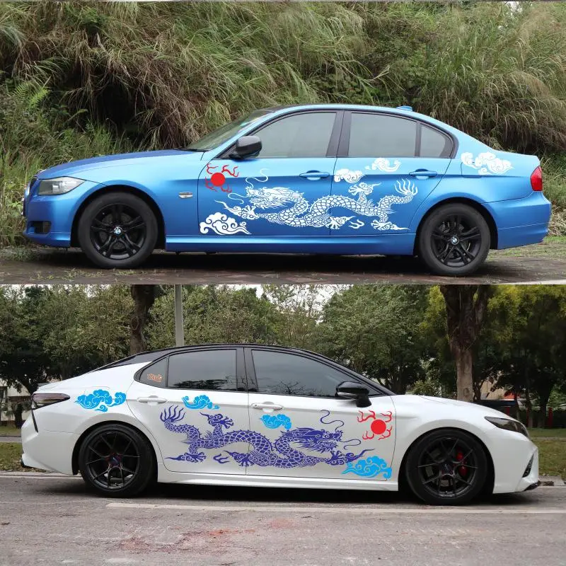 

Big Size Car Sticker Dragon Chinese Ink Painting Decal Whole Body Refitting Car Body Covers CAR Auto Accessories