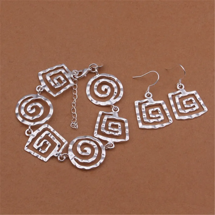 Fashion Fine Pretty thread bracelets earrings 925 Sterling Silver Jewelry sets for women  Party wedding streetwear Gifts
