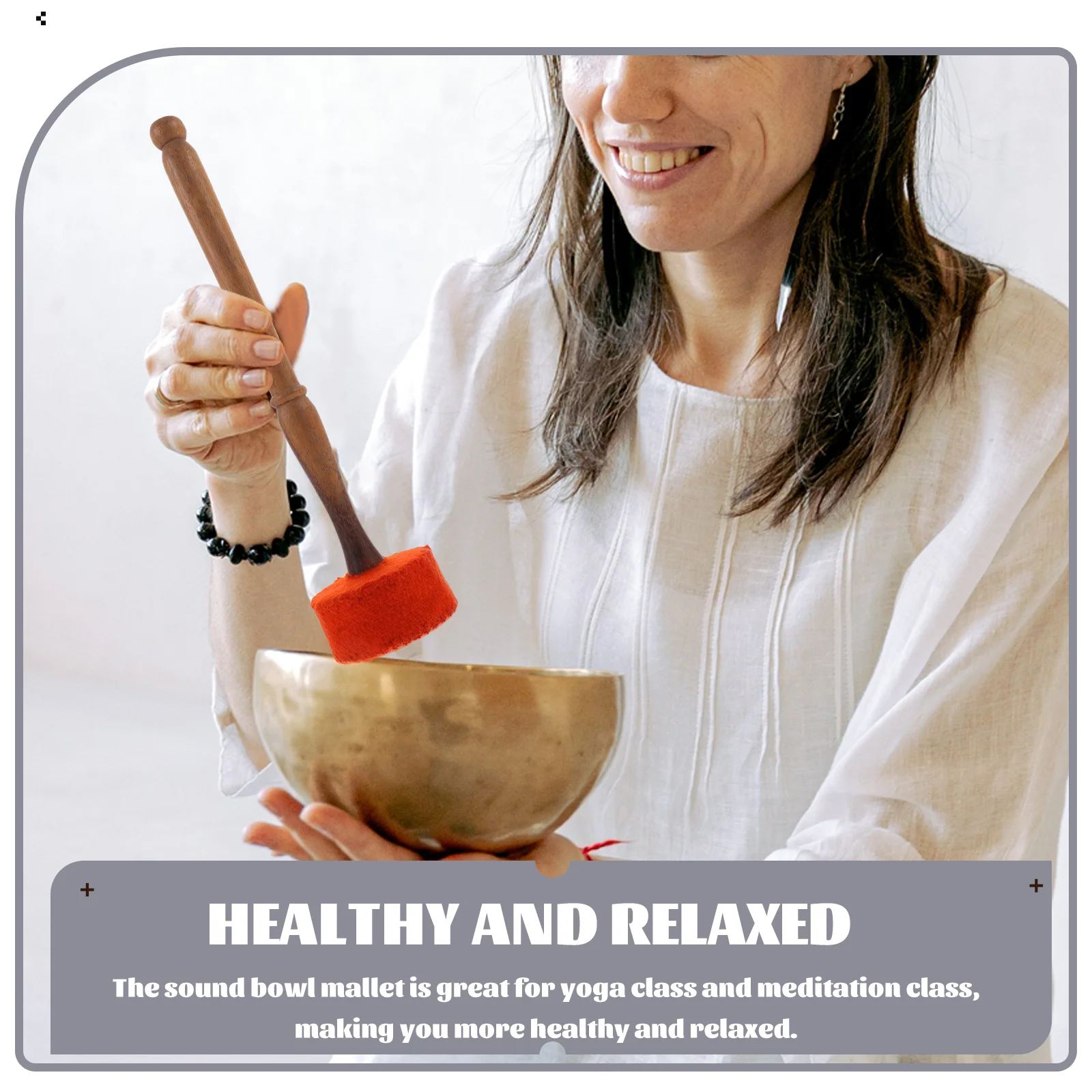 

Yoga Bowl Mallet H Hammered Rubber Rod Singing Striker Tool Meditation Accessory Sound Bowl Wooden Mallet Tibet Gong