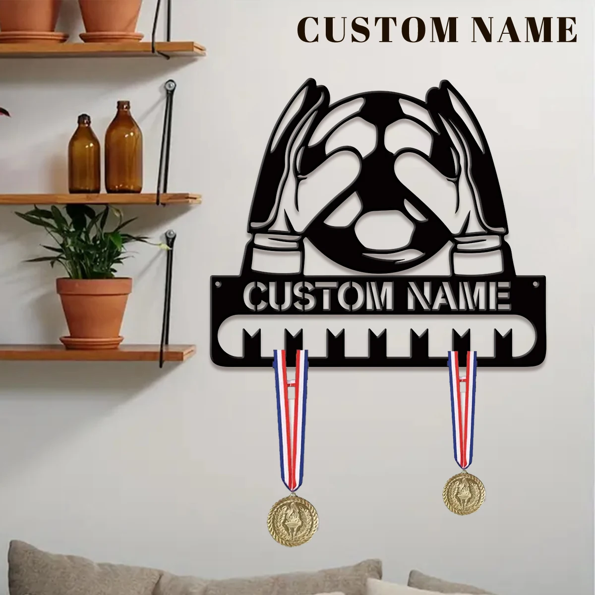 Custom Football Player Metal Medal Display Rack Sports Memorabilia Room Decor Ideal Valentine's Gift for Football