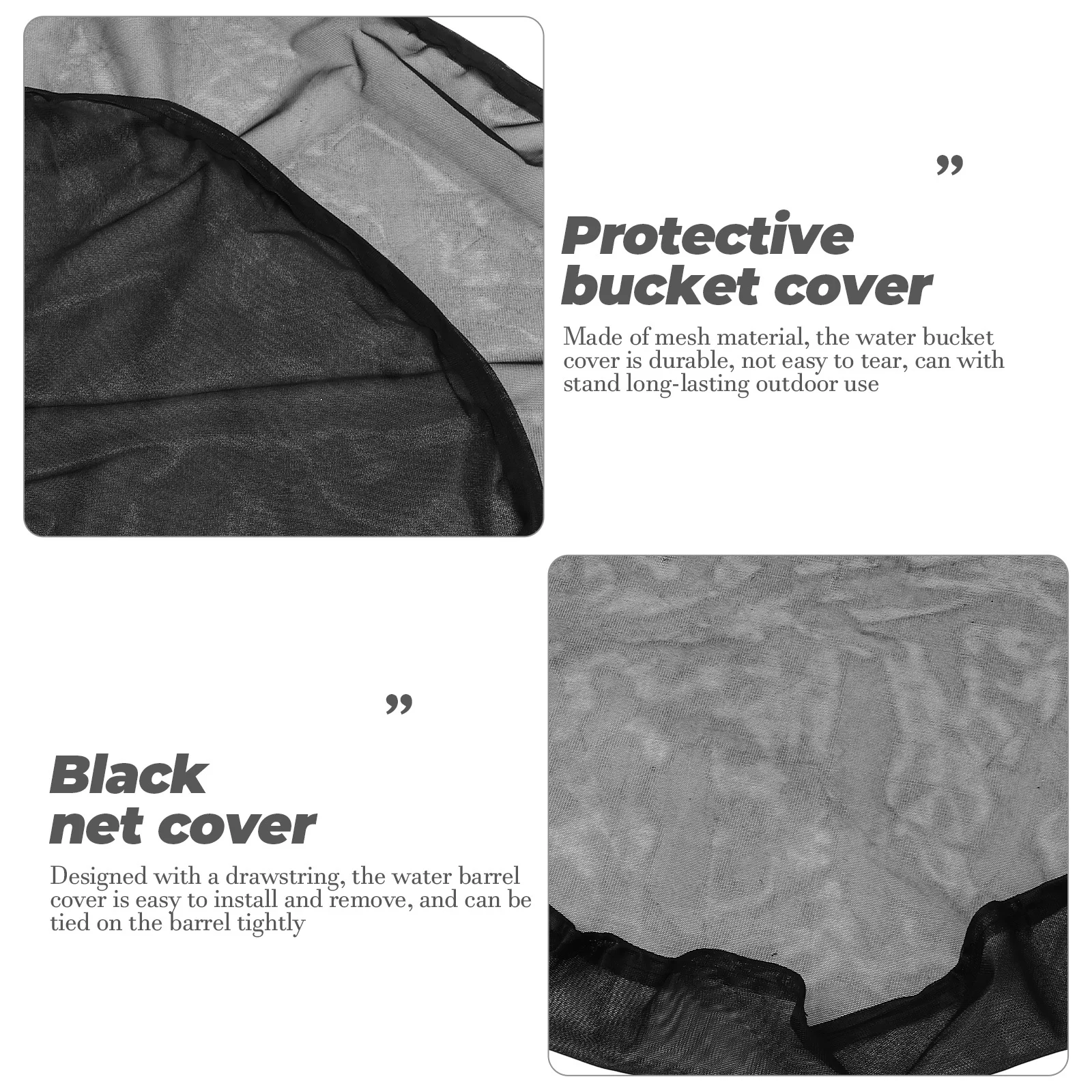 

Rainwater Bucket Mesh Cover Heavy Duty Waterproof Outdoor Water Tank Protective Net with Drawstring Fine Filter for Garden