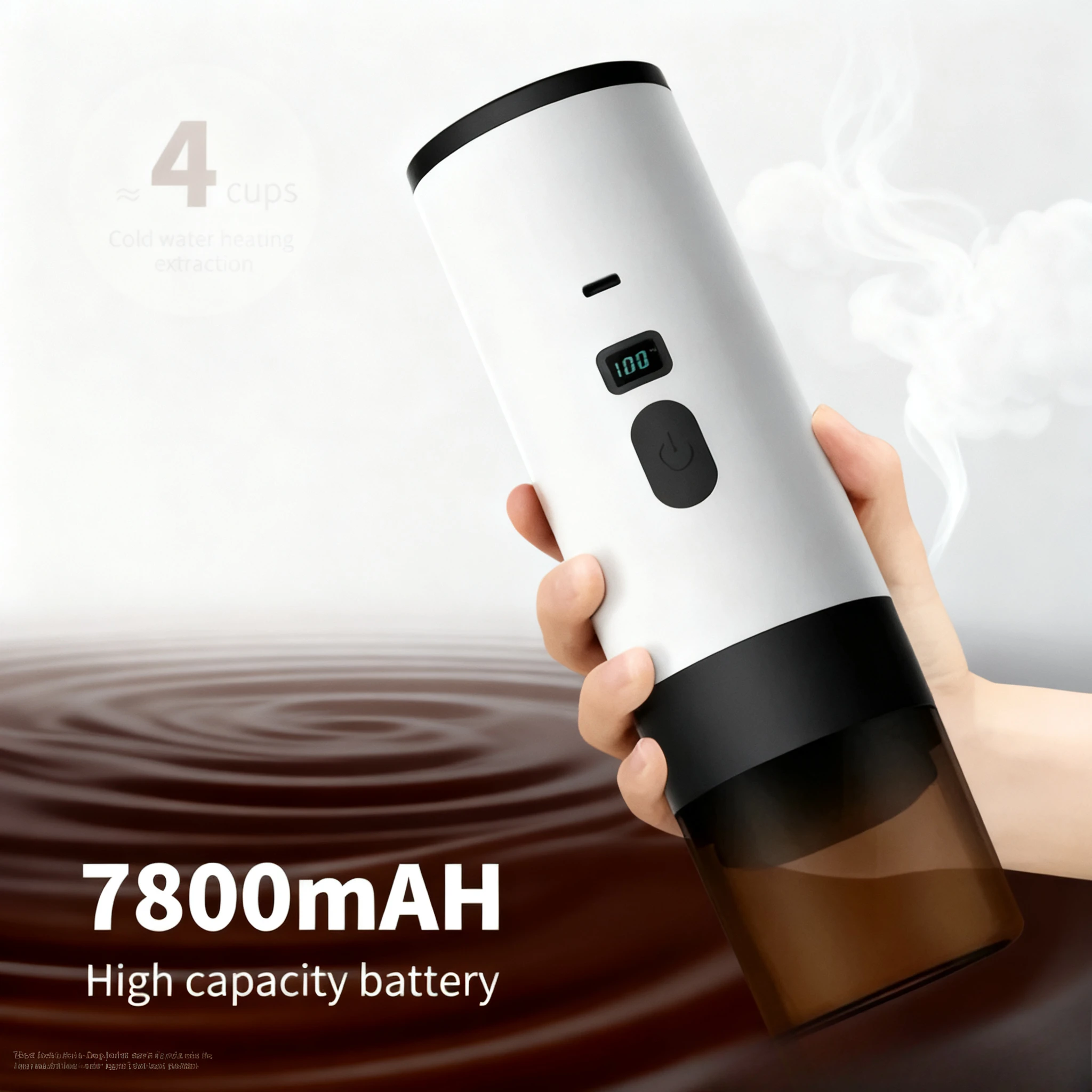 

Беспроводная электрическая портативная кофемашина для эспрессо для автомобиля и семьи, кофемашина для кемпинга, капсульный порошок для путешествий