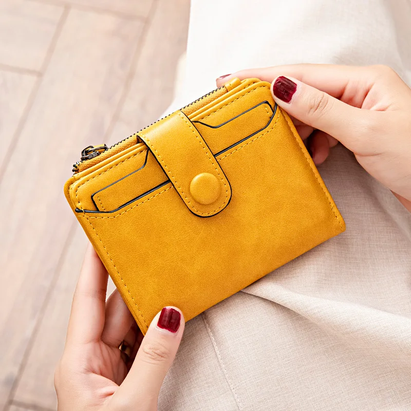 Western PU Leather Girl Student Wallet Large Capacity Two Floding Multi Card Slots Hasp Coin Purse for Girls